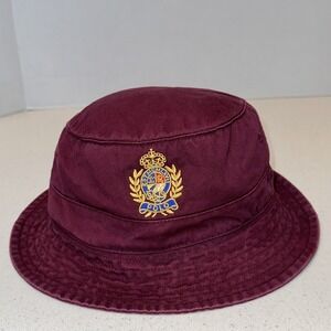 Polo Ralph Lauren Crest Bucket Hat Size S/M Burgundy Maroon